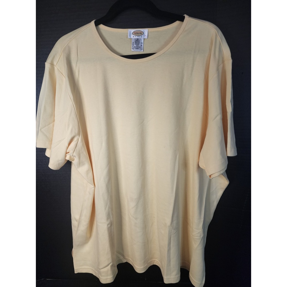 Talbots Woman Pale Yellow Cotton Short Sleeve Crew Neck Tee 3X NWT